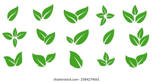 Green leaf icon in flat style, on white background. leaf icon set. nature icon, leaf vector illustration.