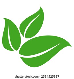 Green leaf icon in flat style, on white background. leaf icon set. nature icon, leaf vector illustration.
