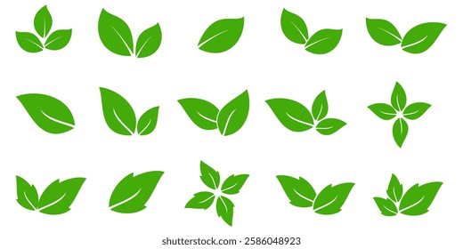 Green leaf icon in flat style, on white background. leaf icon set. nature icon, leaf vector illustration.