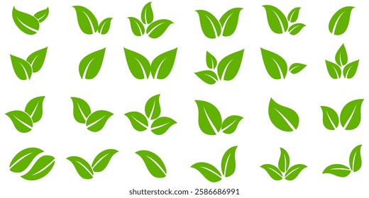 Green leaf icon in flat style, on white background. leaf icon set. nature icon, leaf vector illustration.