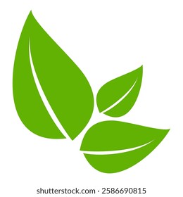 Green leaf icon in flat style, on white background. leaf icon set. nature icon, leaf vector illustration.