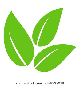 Green leaf icon in flat style, on white background. leaf icon set. nature icon, leaf vector illustration