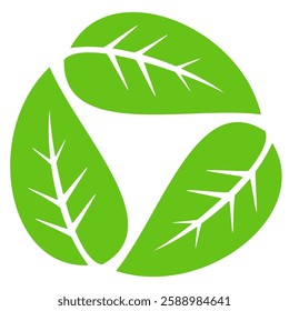 Green leaf icon in flat style, on white background. leaf icon set. nature icon, leaf vector illustration