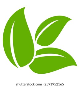Green leaf icon in flat style, on white background. leaf icon set. nature icon, leaf vector illustration.