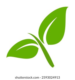 Green leaf icon in flat style, on white background. leaf icon set. nature icon, leaf vector illustration