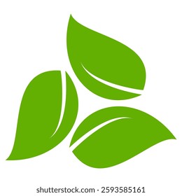 Green leaf icon in flat style, on white background. leaf icon set. nature icon, leaf vector illustration