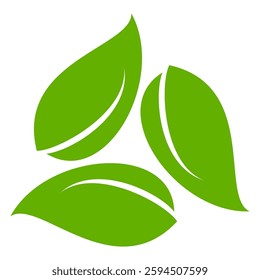 Green leaf icon in flat style, on white background. leaf icon set. nature icon, leaf vector illustration.