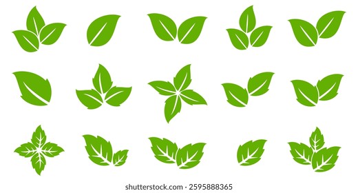 Green leaf icon in flat style, on white background. leaf icon set. nature icon, leaf vector illustration.