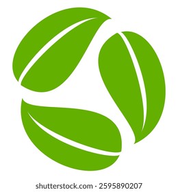 Green leaf icon in flat style, on white background. leaf icon set. nature icon, leaf vector illustration.