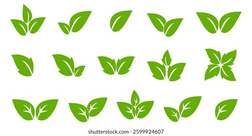 Green leaf icon in flat style, on white background. leaf icon set. nature icon, leaf vector illustration.