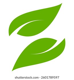 Green leaf icon in flat style, on white background. leaf icon set. nature icon, leaf vector illustration.