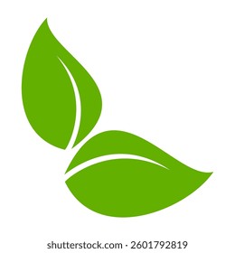 Green leaf icon in flat style, on white background. leaf icon set. nature icon, leaf vector illustration.