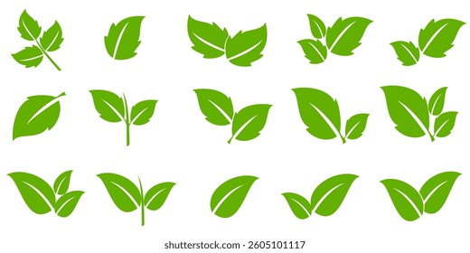 Green leaf icon in flat style, on white background. leaf icon set. nature icon, leaf vector illustration.