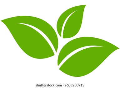 Green leaf icon in flat style, on white background. leaf icon set. nature icon, leaf vector illustration.