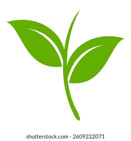 Green leaf icon in flat style, on white background. leaf icon set. nature icon, leaf vector illustration.