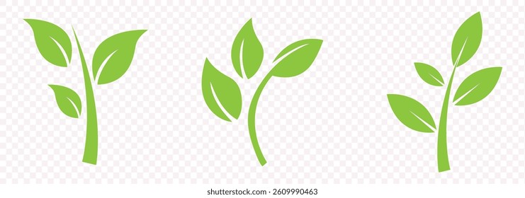 Green leaf icon in flat style, on white background. leaf icon set. nature icon, leaf vector illustration.