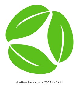 Green leaf icon in flat style, on white background. leaf icon set. nature icon, leaf vector illustration.
