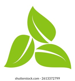 Green leaf icon in flat style, on white background. leaf icon set. nature icon, leaf vector illustration