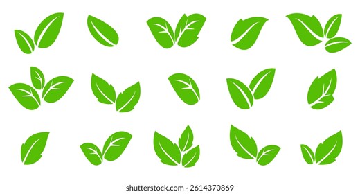 Green leaf icon in flat style, on white background. leaf icon set. nature icon, leaf vector illustration