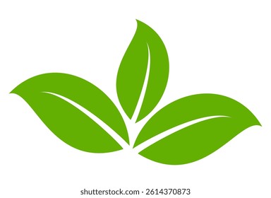 Green leaf icon in flat style, on white background. leaf icon set. nature icon, leaf vector illustration