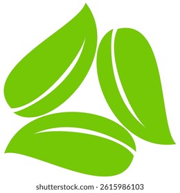 Green leaf icon in flat style, on white background. leaf icon set. nature icon, leaf vector illustration.