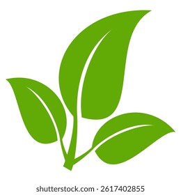 Green leaf icon in flat style, on white background. leaf icon set. nature icon, leaf vector illustration.