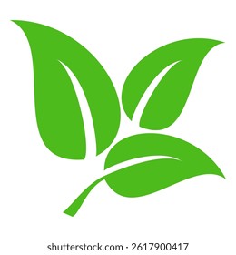 Green leaf icon in flat style, on white background. leaf icon set. nature icon, leaf vector illustration.