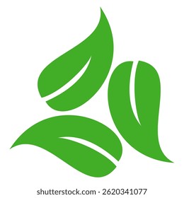 Green leaf icon in flat style, on white background. leaf icon set. nature icon, leaf vector illustration.