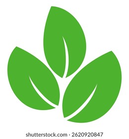 Grünes Blattsymbol im flachen Stil auf weißem Hintergrund. Blatt-Symbolsatz. Natursymbol, Blatt-Vektorgrafik.