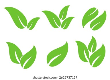 Green leaf icon in flat style, on white background. leaf icon set. nature icon, leaf vector illustration.