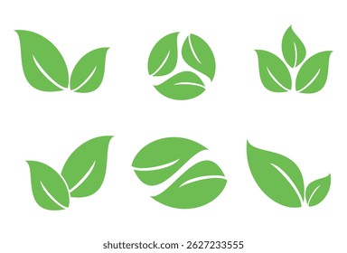 Green leaf icon in flat style, on white background. leaf icon set. nature icon, leaf vector illustration.
