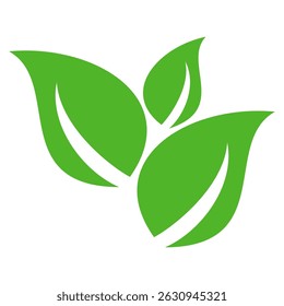 Green leaf icon in flat style, on white background. leaf icon set. nature icon, leaf vector illustration.
