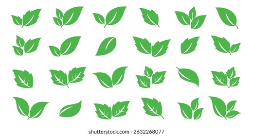 Icono de hoja verde en estilo plano, sobre fondo blanco. conjunto de iconos de hoja. icono de la naturaleza, Ilustración vectorial de la hoja.
