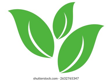 Green leaf icon in flat style, on white background. leaf icon set. nature icon, leaf vector illustration.