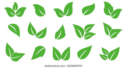 Green leaf icon in flat style, on white background. leaf icon set. nature icon, leaf vector illustration.
