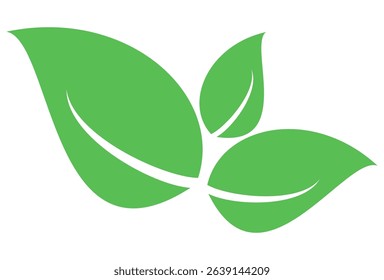 Green leaf icon in flat style, on white background. leaf icon set. nature icon, leaf vector illustration.