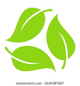 Green leaf icon in flat style, on white background. leaf icon set. nature icon, leaf vector illustration.
