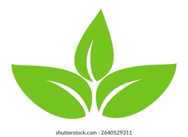 Green leaf icon in flat style, on white background. leaf icon set. nature icon, leaf vector illustration.