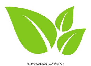 Green leaf icon in flat style, on white background. leaf icon set. nature icon, leaf vector illustration.