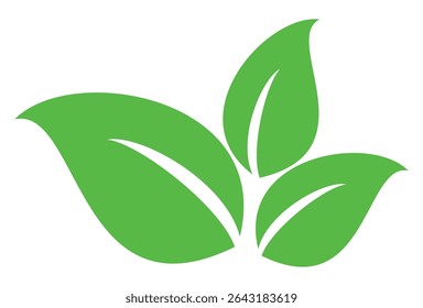 Green leaf icon in flat style, on white background. leaf icon set. nature icon, leaf vector illustration.