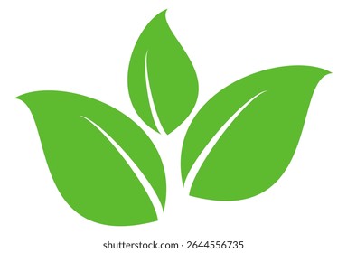 Green leaf icon in flat style, on white background. leaf icon set. nature icon, leaf vector illustration.
