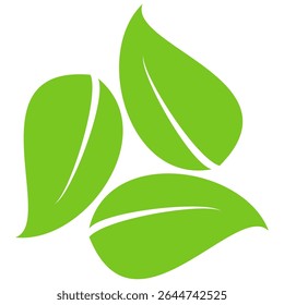 Green leaf icon in flat style, on white background. leaf icon set. nature icon, leaf vector illustration.