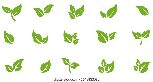 Green leaf icon in flat style, on white background. leaf icon set. nature icon, leaf vector illustration.