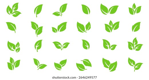 Green leaf icon in flat style, on white background. leaf icon set. nature icon, leaf vector illustration.