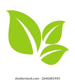 Grünes Blattsymbol im flachen Stil auf weißem Hintergrund. Blatt-Symbolsatz. Natursymbol, Blatt-Vektorgrafik.