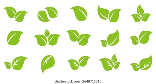 Green leaf icon in flat style, on white background. leaf icon set. nature icon, leaf vector illustration.