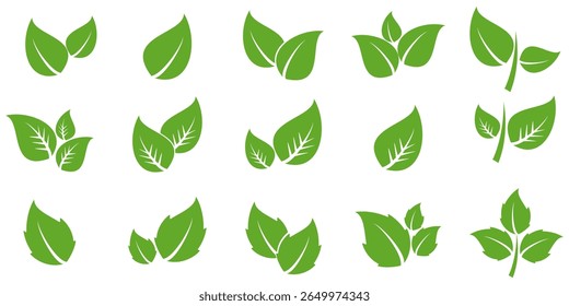 Icono de hoja verde en estilo plano, sobre fondo blanco. conjunto de iconos de hoja. icono de la naturaleza, Ilustración vectorial de la hoja.