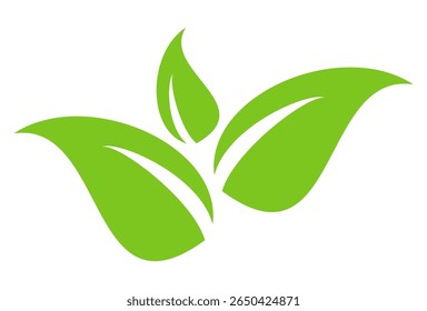 Green leaf icon in flat style, on white background. leaf icon set. nature icon, leaf vector illustration.