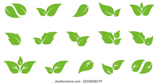 Green leaf icon in flat style, on white background. leaf icon set. nature icon, leaf vector illustration.
