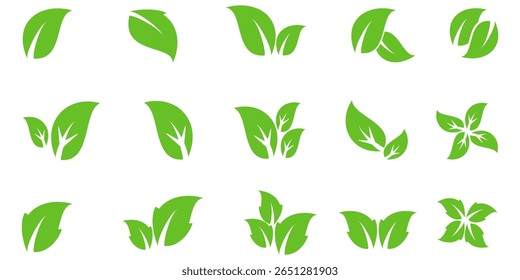 Ícone de folha verde em estilo plano, sobre fundo branco. ícone de folha definido. ícone natureza, ilustração de vetor folha.